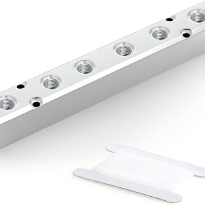 GASHER 1PCS Aluminum 6 Way 8 Port Pneumatic Manifold Air Distribution Block Splitter 1/4" Output Port 1/2" Supply Port