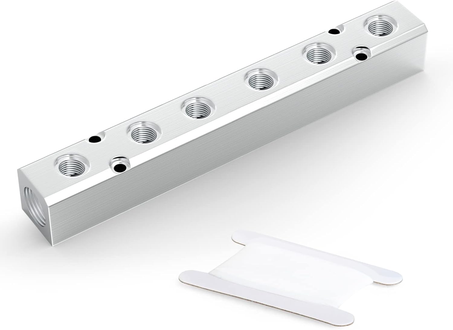 GASHER 1PCS Aluminum 6 Way 8 Port Pneumatic Manifold Air Distribution Block Splitter 1/4" Output Port 1/2" Supply Port