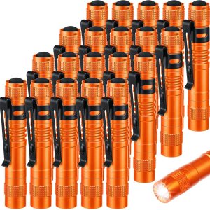 Hortsun 20 Pcs Mini Pen Light Flashlights Pocket Flashlights Pen with Clip Small LED Handheld Slim Torches Without Battery(3.54 Inch,Orange)