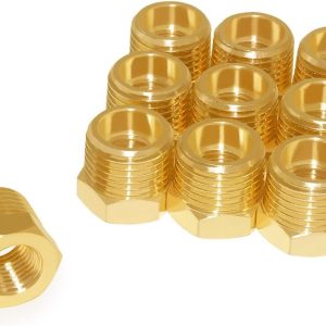 Hooshing 10Pcs Brass Reducer Hex Bushing 3/8" NPT Male x 1/4" NPT Female Threaded Pipe Fitting Hose Tube Adapter Convert