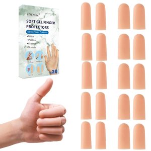 Gel Finger Cots, Silicone Finger Protectors, Fingertip Bandages Band-aids for Dry Skin, Cracked Fingertip Treatment,Thumb Protector Covers for Hand Eczema Finger Arthritis (20pcs)