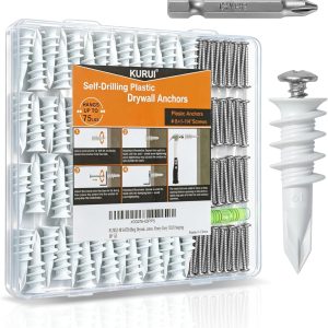 140Pcs #8 Self Drilling Drywall Anchors and Screws Kit, No Drill Hole | Heavy Duty Dry Wall Anchors for Hanging Sheetrock, 70 Self-Tapping Plastic Hangers 70 Drywall Screws, Mounting Hardware -75LB